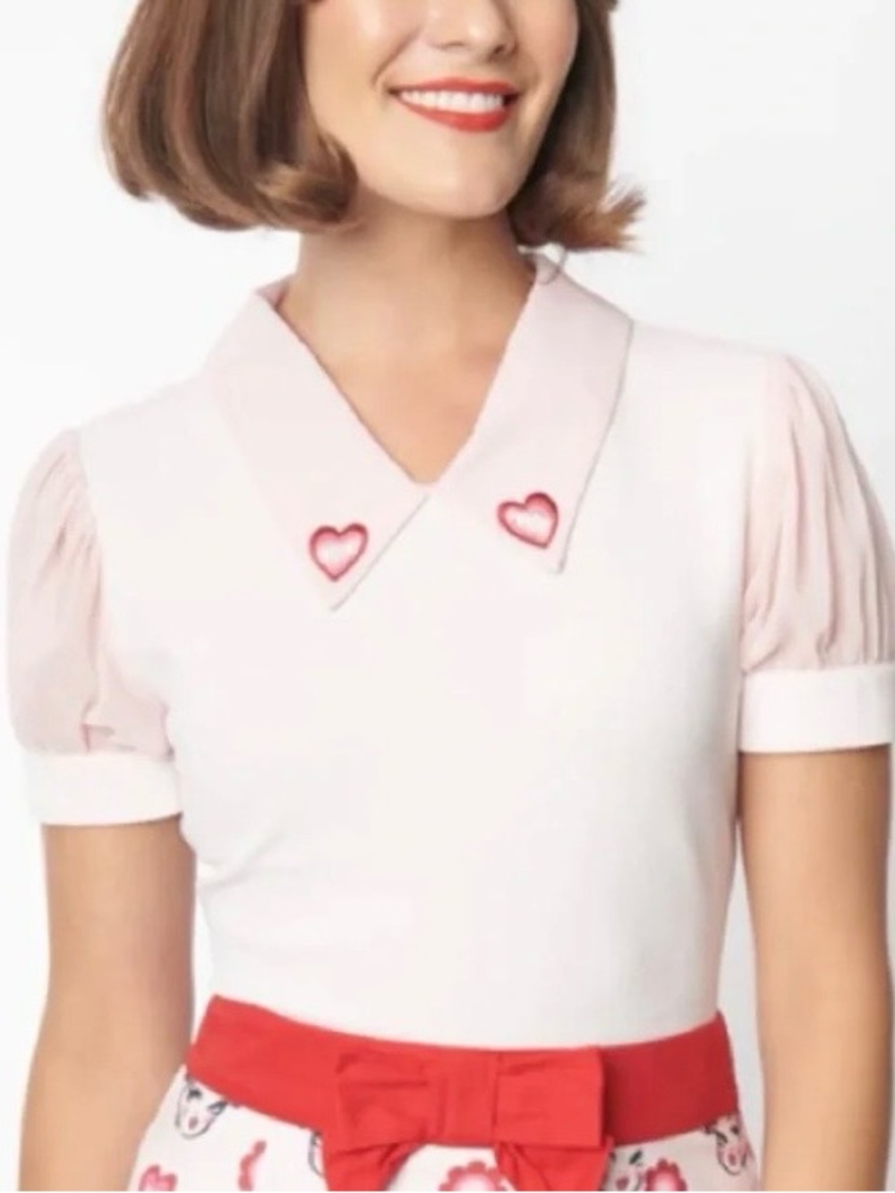 Smak Parlour Pink Heart Collar Top Coquette